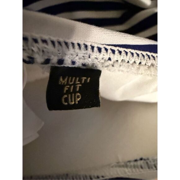 Niptuck Women's 10 Twist Front One Piece Swimsuit Blue Sorrento Stripe Nautical - Picture 11 of 14